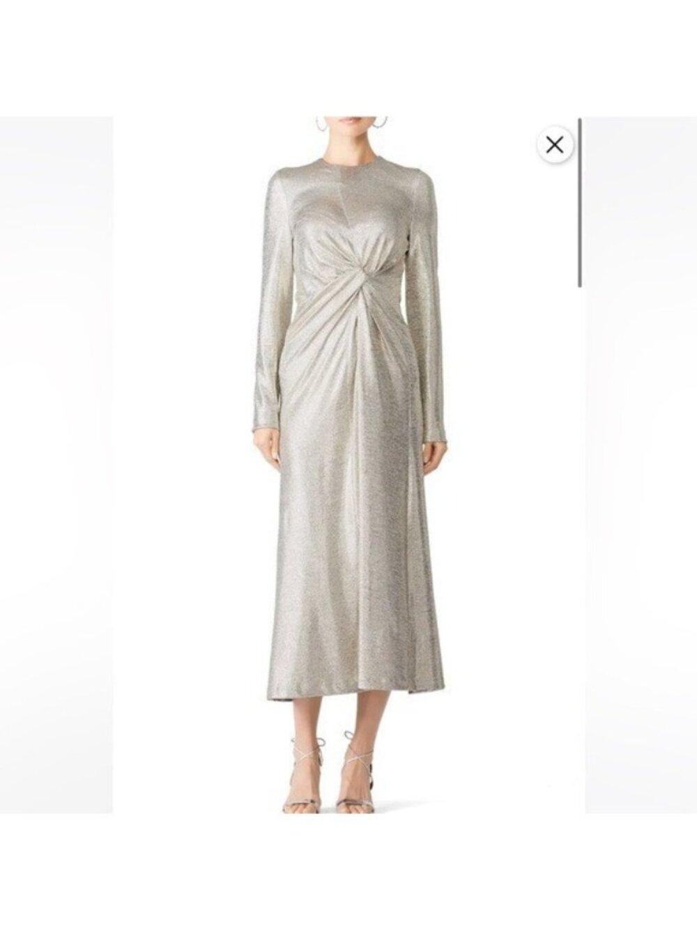 Galvan London Silver Long Sleeve Long Gown Dress Size US 12 Formal Evening Read*
